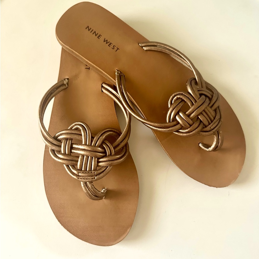 🤎 Nine West - Women's Brown & Bronze Sandals - Size: 9